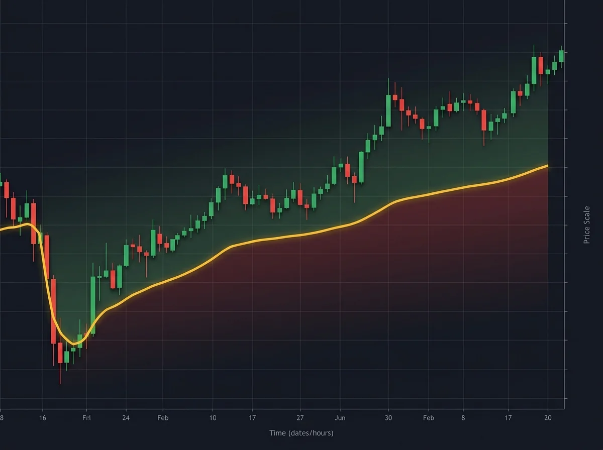 Weekly chart showing price spending most of the week above the Monday-anchored VWAP, with two pullback entries marked at the VWAP line during the week